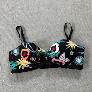Coco Rave Black and Multicolor Bikini Top